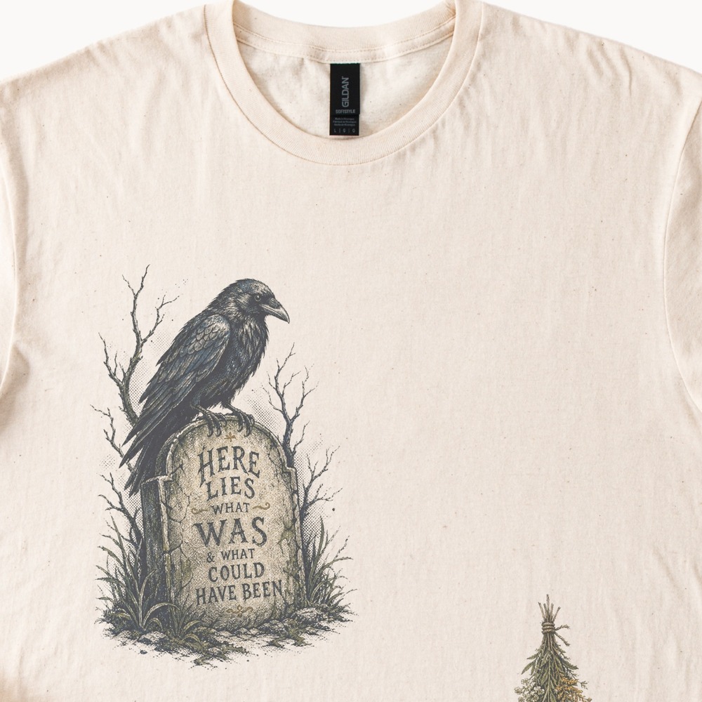 Crow on Gravestone Dark Romanticism Tee